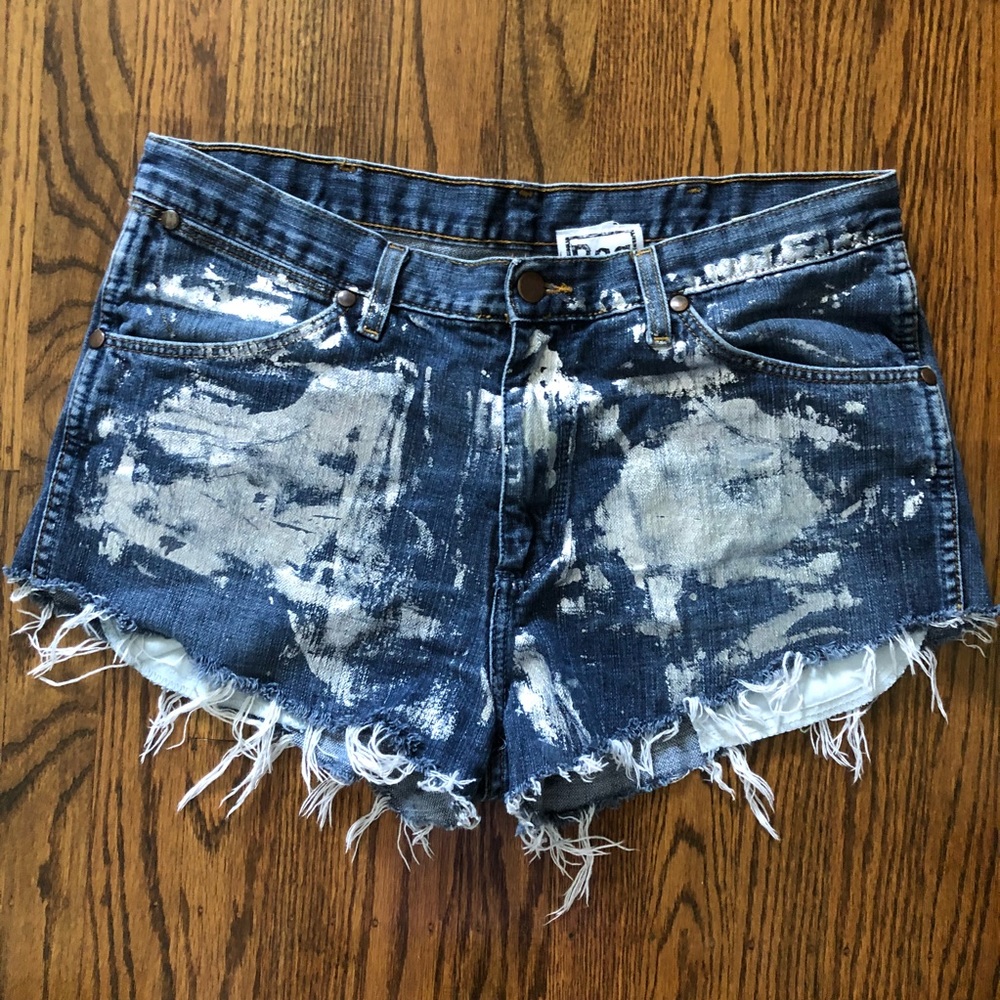 Urban Outfitters Rag Union Fringe Paint Shorts